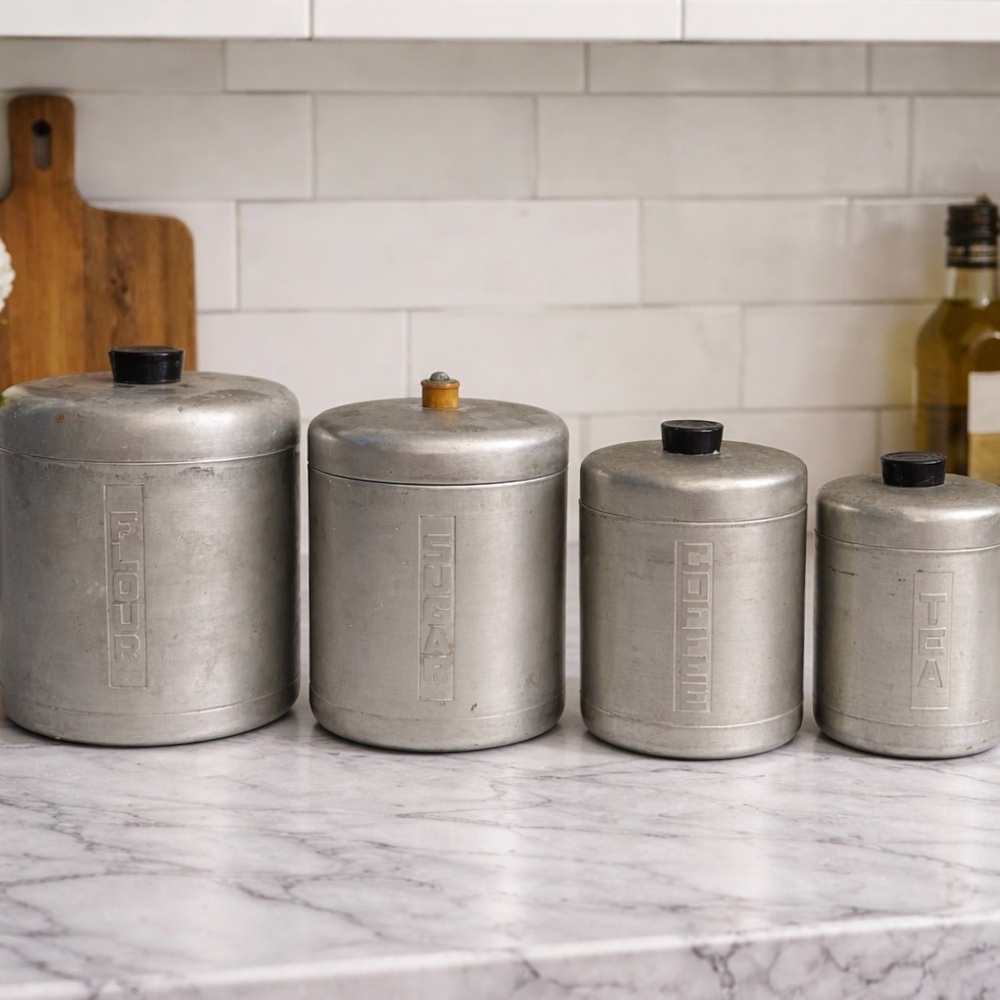 Century Metalcraft Vintage Aluminum Canisters, set of four - an MCM dream!